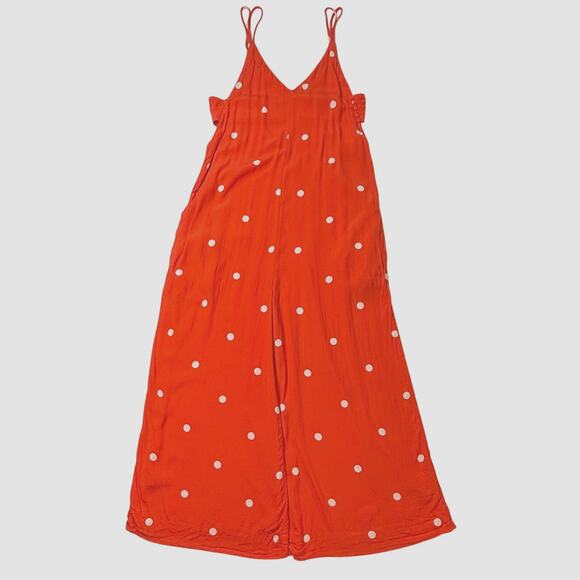 Free People Dream Big Polka Dot Wide-Leg Jumpsuit Red White Boho Festival Size S - Picture 2 of 9
